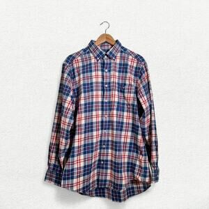 Vineyard Vines Performance Slim Fit Tucker Shirt in Plaid Blue, Red & Off White